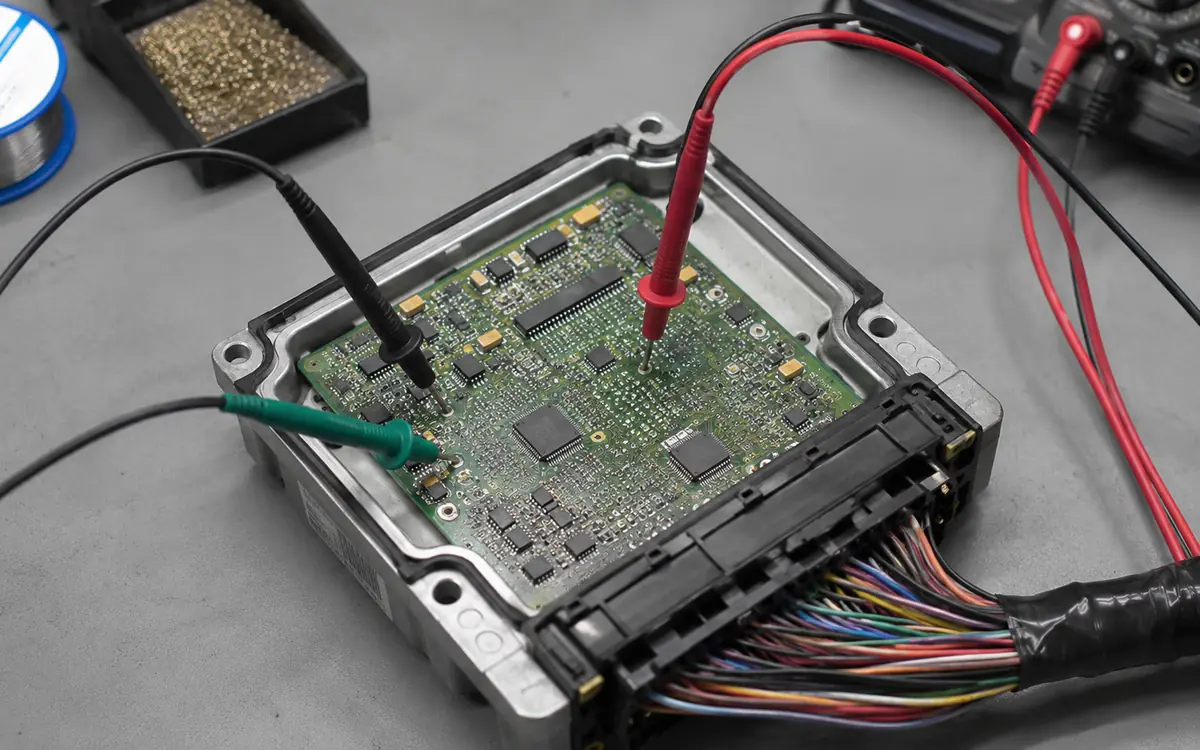 Sterownik ECU podczas testów elektronicznych